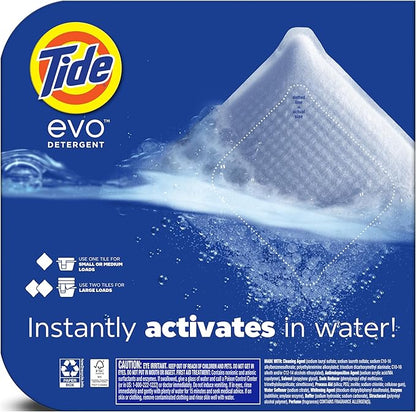 Tide evo Original Scent Laundry Detergent Fiber Tiles Works on 100% of Common Stains Safe for All Machines and Water Conditions Concentrated HE Compatible Clean and Instant Dissolve, 42 Count