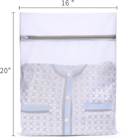 Muchfun 3Pcs Durable Fine Mesh Laundry Bags for Delicates 16 x 20 Inches (3 Large)