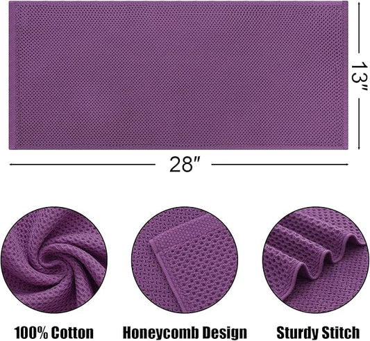 Kitinjoy 100% Cotton Waffle Weave Kitchen Hand Towels (13 x 28 Inches, Violet), 4-Pack Super Soft and Absorbent Dish Towels for Drying Dishes