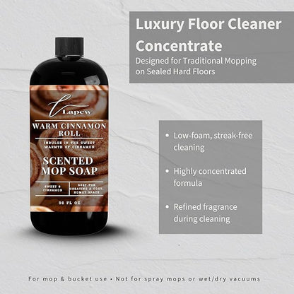 Lapew Warm Cinnamon Roll Scented Mop Soap - Luxury Floor Cleaner Concentrate for Mopping Tile, Laminate, Vinyl & Hardwood | Streak-Free, Low-Foam | 36 oz
