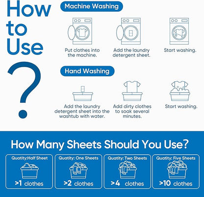 Fragrance Free Laundry Detergent Sheets Travel Eco-friendly 300 Loads Fisroa Clothes Washing Detergent Sheets Plastic-Free Washer Strips, Unscented Liquidless Laundry Strips Tablet