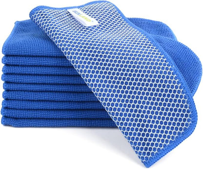 SINLAND Absorbent Microfiber Dish Cloths for Washing Dishes Best Kitchen Cloths Cleaning Cloths with Poly Scour Side 7.87Inchx7.87Inch 10 Pack Dark Blue