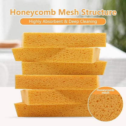 Cellulose Sponges, Large Size 4" x 6" x 1" - Heavy Duty Scrub Kitchen Sponge, Clean Tough Messes Without Scratching Kitchen Cleaning Pads, Pop Up Eco DIY (6 Pack), Yellow