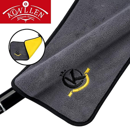 KONLLEN Billiards Billiard cue Towel - 100% Cotton Black 8-Ball Pool Cue Clean Towel Maintenance Accessories Cleaning Set Shaft Wax + Cleaning Powder +