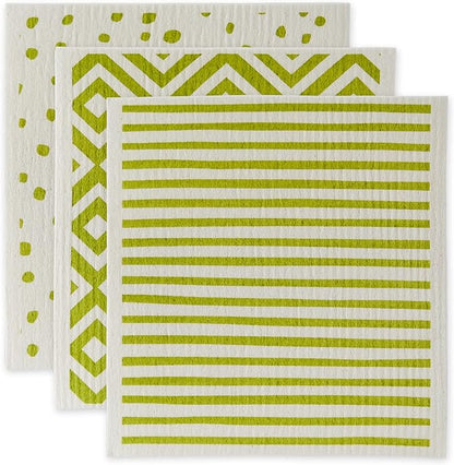 DII Swedish Dishcloths for Kitchen & Cleaning, Reusable, Machine Washable & Dishwasher Safe, Biodegradable, 7.75 x 6.75, Avocado & White