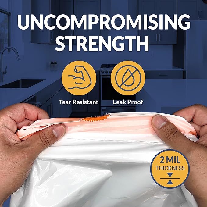 Reli. 18 Gallon Trash Compactor Bags (120 Pack) | 2 Mil Heavy Duty | Compatible with Kitchenaid, Whirpool, GE 15 Inch Compactors | No Slip Drawstring Kitchen Trash Bags | Leak-Proof & Tear Resistant
