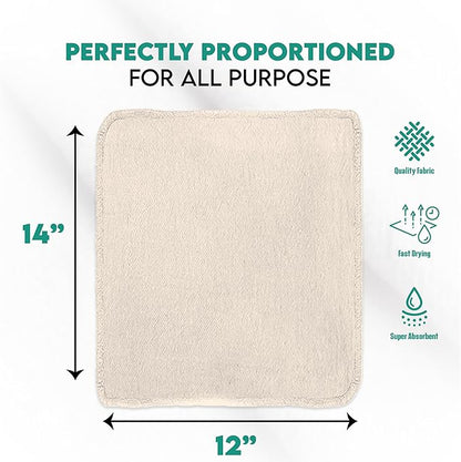 ZUPERIA Cotton Shop Towel – Multipurpose Cleaning Cloths (14" x 12" - Pack of 150 - White) Reusable Shop Rags for Automobiles, Industrial, Restaurants, Garage, and Homes