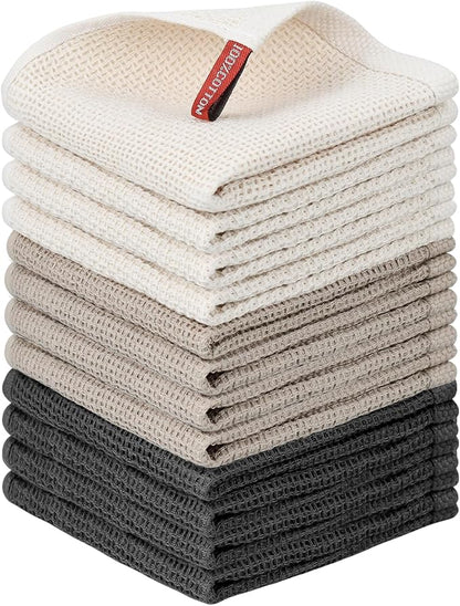 Nialnant 12 Pack Dish Cloths,100% Cotton Dish Towels for Washing Dishes,Soft and Absorbent Kitchen Cleaning Rags - 12x12 Inch