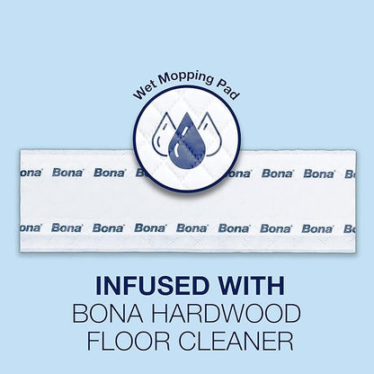 Bona Hardwood Floor Disposable Wet Cleaning Pads - unscented - Use Mops - Residue-Free Floor Cleaning Solution for Wood Floors,12 Count(Pack of 2)