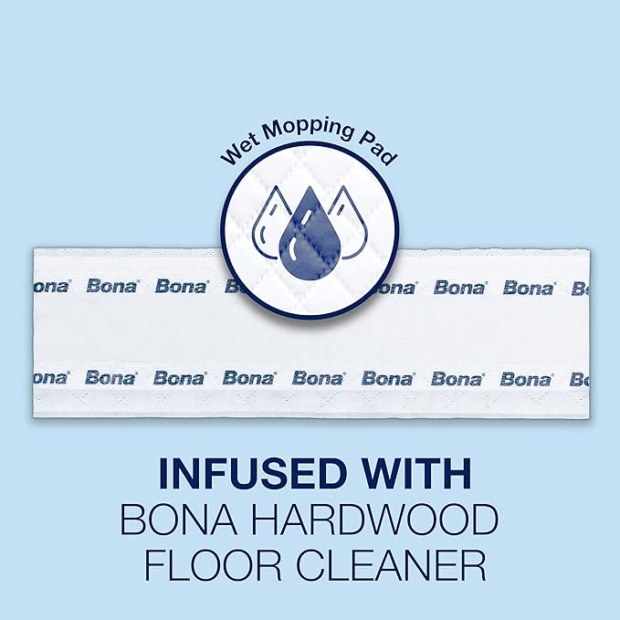 Bona Hardwood Floor Disposable Wet Cleaning Pads - 12 Pads per Pack - unscented - Use Mops - Residue-Free Floor-Cleaning Solution for Wood Floors,(Pack of 6)