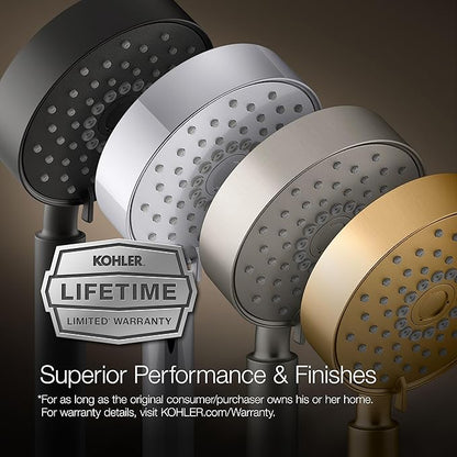 KOHLER K-22165-G-BN Forte® Multifunction Hand Shower Head, Handheld Showerhead with 3 Spray Settings, 1.75 GPM, Vibrant Brushed Nickel