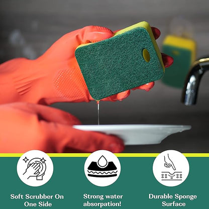 Kitchen Sponges 12 Pack | Dual-Sided Heavy Duty Non-Scratch Scrub | Sponges, Multipurpose Dishwashing & Cleaning Sponges, Highly Absorbent, Quick-Dry, Odor-Free, Dishwasher Safe, Household Cleaning