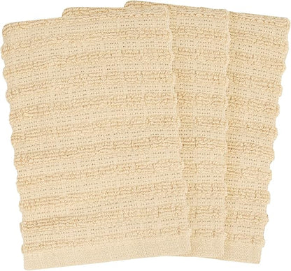 Ritz Royale Collection 100% Combed Terry Cotton, Highly Absorbent, Kitchen Dish Cloth Set, 13-3/4" x 12", 3-Pack, Solid, Latte