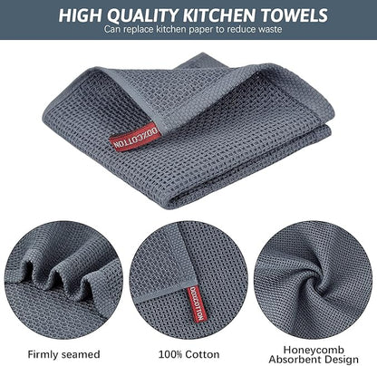 Niallant 12 Pack Cotton Kitchen Towels, Soft and Absorbent Dish Rags - 12x12 Inch