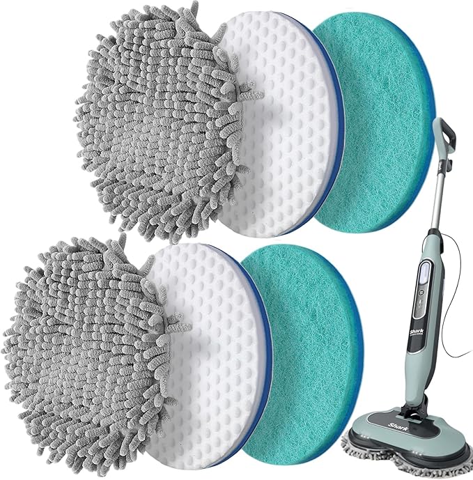 Frescares S7001 Upgraded Steam&Scrub Mop Pads Kit for Shrak,S8201 S8001 S7000 S7201 S7000AMZ S7005 S7020 S7001C All-in-One Hard Floor Steam Mop (2Green2White2Grey)