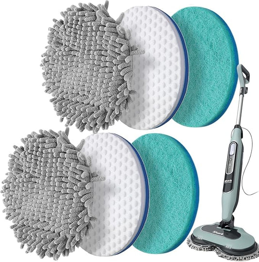 Frescares S7001 Upgraded Steam&Scrub Mop Pads Kit for Shrak,S8201 S8001 S7000 S7201 S7000AMZ S7005 S7020 S7001C All-in-One Hard Floor Steam Mop (2Green2White2Grey)