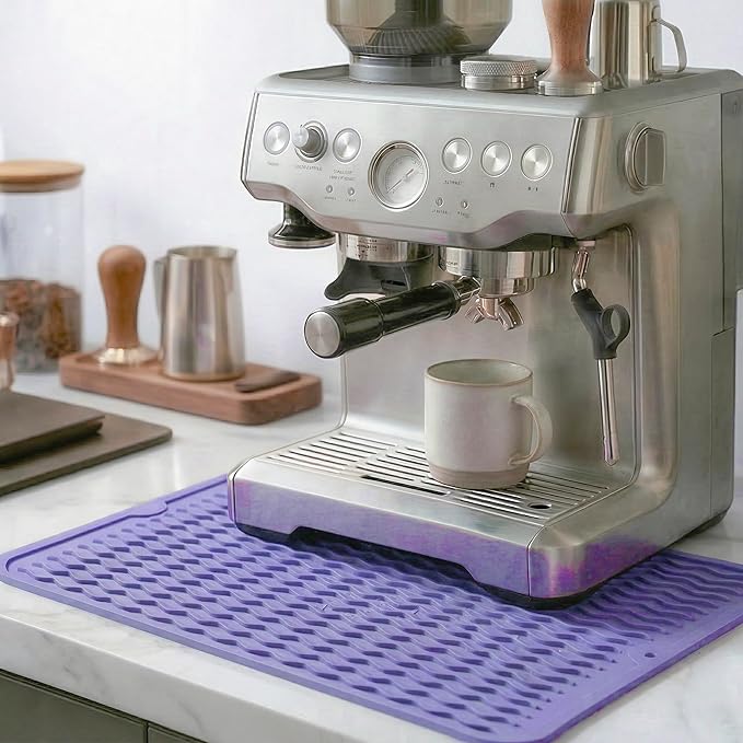 MicoYang Silicone Dish Drying Mat for Multiple Usage,Easy clean,Eco-friendly,Heat-resistant Silicone Mat for Kitchen Counter or Sink,Refrigerator or drawer liner Light Purple L 16 inches x 12 inches