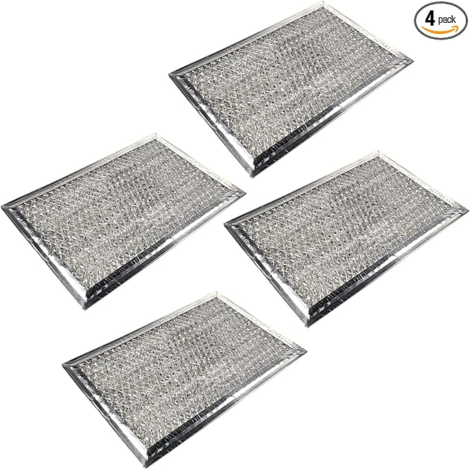 HQRP 4-Pack Microwave Oven Hood Aluminum Mesh Grease Filter compatible with GE WB06X10654 AP3883320 PS1018833 G-5012 Replacement fits GEHCSA1201RSS01 JVM1490BD003 ZSA1201RSS01