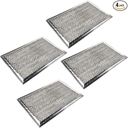 HQRP 4-Pack Microwave Oven Hood Aluminum Mesh Grease Filter compatible with GE WB06X10654 AP3883320 PS1018833 G-5012 Replacement fits GEHCSA1201RSS01 JVM1490BD003 ZSA1201RSS01