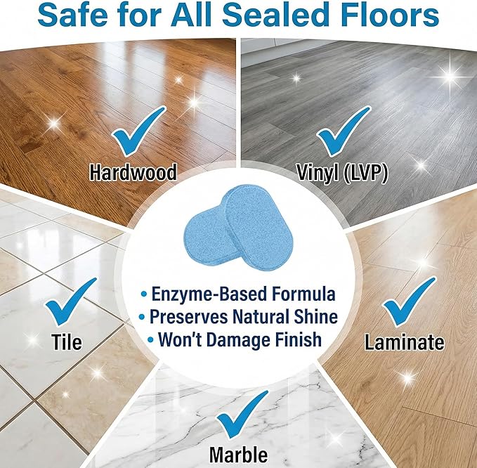 Floor Cleaning Tablets: 1 Tab = 2l Pre-Measured Solution, Streak-Free & Non-sticky for Barefoot Clean, Protects & Shines All Floors, Zero-Plastic & Space-Saving, For Mops & Robot Vacuums (1set)
