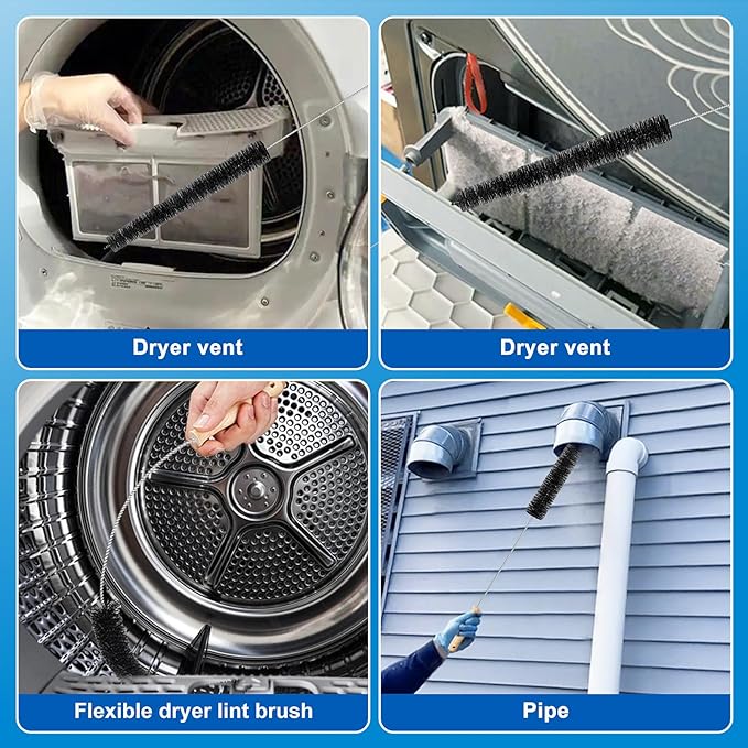Dryer Vent Cleaner Kit Clothes Dryer Lint Brush Vent Trap Cleaner Home Essentials - 30" Extra Long Flexible Vacuum Clothes Dryer Lint Trap Vent Cleaning Refrigerator Coil Brush (1)