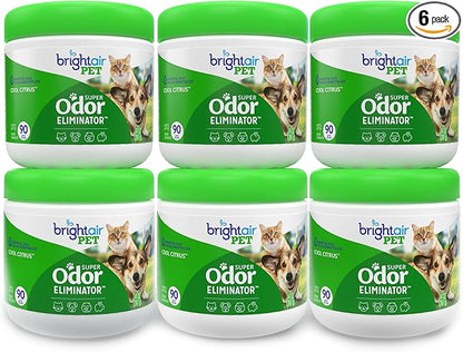Bright Air 14 oz. Super Odor Eliminator, for Medium-Size Spaces, Cool Citrus Scent, Case of 6, Air Freshener, Natural Essential Oils, Lasts Up to 90 Days Each