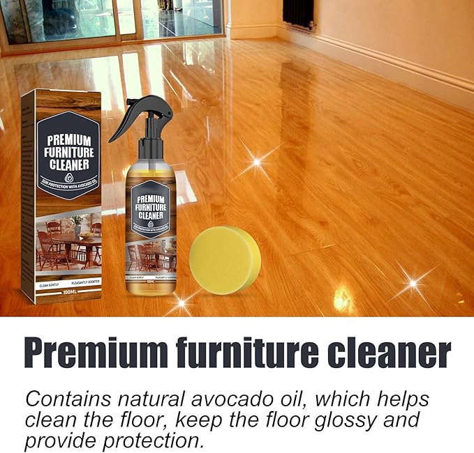 Furniture Cleaner with Avocado Oil, Sun Protection, Pleasantly Scented, 100ml Spray Bottle with Sponge