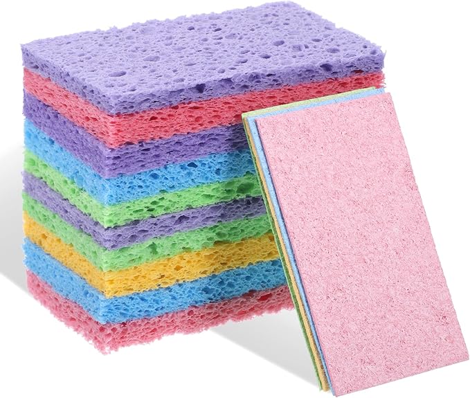15 PCS Kitchen Sponges, Natural Compressed Cellulose Sponge for Dishes Cleaning Cleaning Scrub Colored Sponge Non Scratch Natural Dish Sponges for Kitchen Bathroom Cars, Funny Cut-Outs DIY