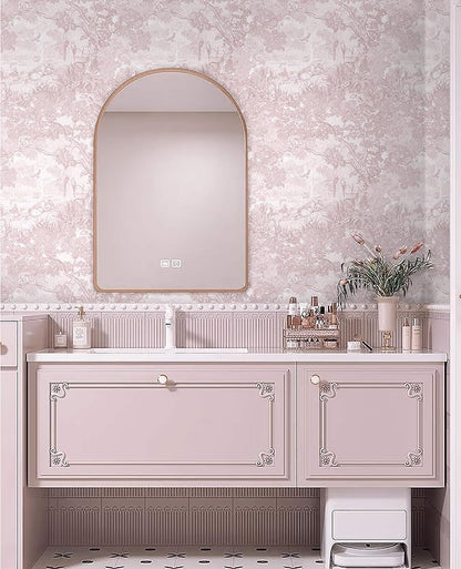 Heroad Peel and Stick Wallpaper Pink and White Vintage Forest Animals Floral Wallpaper Removable Self-Adhesive Contact Paper for Bedroom Living Room Cabinets Decoration Thicken Vinyl 17.3" x 78.7"