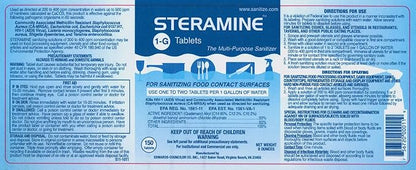 6 Bottles Steramine Sanitizer Tablets w/15x QT-10 Test Strip - Multi Purpose Steramine Sanitizing Tablets for Food Contact Surface, Kitchen, Restaurant, Diner & Food Service by FryOilSaver (900 Count)