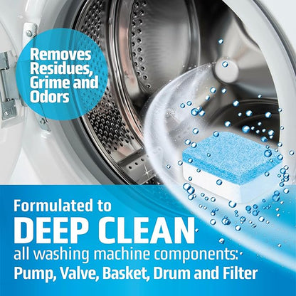 MIGHTY CLEAN Washing Machine Cleaner Tablets 24 Pack - 1 Year Supply, Septic Safe Washing Machine Cleaning Tablets, Washer Cleaner Tablet, Works with All Washers Including HE