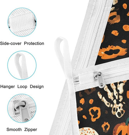 Mesh Laundry Bags Lingerie Bags for Washing Delicates 2 PCS Durable Wash Bag with Zipper Small and Medium Washable Halloween Leopard Pumpkin Skull Brown