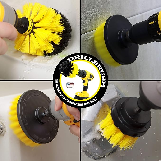 Multipurpose Cleaner Paste and Power Scrubber Kit for Household Cleaning - Bathtub Cleaner - Toilet Brush Cleaning Products - Grout & Tile Cleaner - Hard Water Stain Remover - Bathroom Cleaning Tools