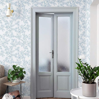 Ismoon Peel and Stick Wallpaper Blue and White Contact Paper Modern Flroal Wall Papaer Textured Removable Self Adhesive Vinyl Stick on Wallpaper for Bedroom Cabinet 17.3x78.7in