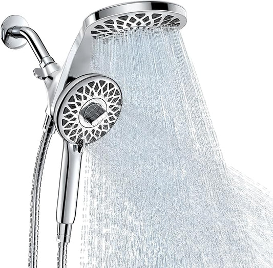 High Pressure Rain Shower Head with Handheld Spray Combo: Detachable Dual Shower Head with 10 Sprays Modes - Upgrade Knob Spray Mode Selector and Magnetic Guidance Docking System