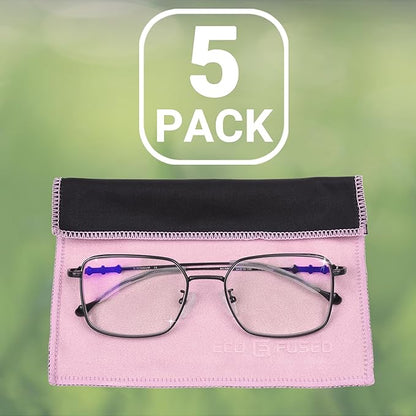 Eco-Fused Microfiber Cleaning Cloths Double-Sided - 5 Pack - 6.6 x 6.2 inch - Microfiber and Suede Cloth for Smartphones, LCD TV, Tablets, Laptop Screens, Camera Lenses (Pink)