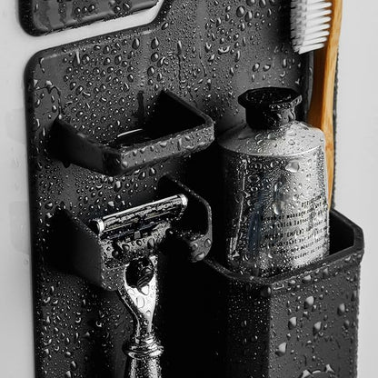 TOOLETRIES The Harvey Toothbrush & Razor Holder - Silicone Shower Organizer, Toiletries & Toothbrush Holder for Shower, Bathroom Accessory - Silicone-Grip Technology, Removable & Reusable - Charcoal