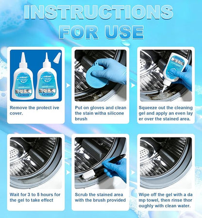 Home Stain Cleaner Gel, Heavy Duty Bathtub Stain Remover for Washing Machine, Toilet, Bathroom Grout, Bathtub, Kitchen Sinks, Tile, Door & Window Tracks (200ml)