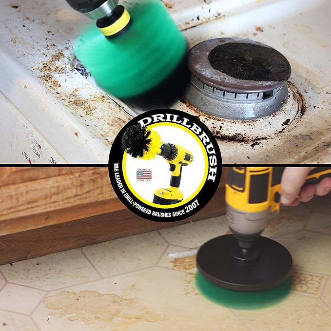 Kitchen Cleaning Supplies - Kitchen Scrubbing Accessories - Tile Cleaner - Oven Scrubbing Brush Set - Stove Cleaning Tool - Cast Iron Skillet Brush - Cooktop Cleaning Brush - Air Fryer Cleaning Brush
