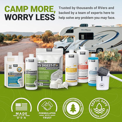 Unique RV Digest-It RV Toilet Treatment, Drop-In Pod - Convenient, Dissolvable, Mess-Free - Eliminates Odors and Liquifies Waste (60 Pods)