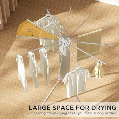 SUNOUTLY Tripod Clothes Drying Rack, Garment Rack Portable and Foldable Space Saving Laundry Drying Rack - Dryer Rack Clothing Floor Folding Balcony Bedroom Household (Silver(Aluminum), 12 rods)