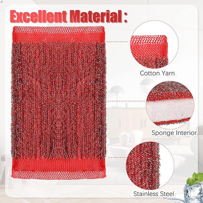 Roshtia Steel Wool Scrub Sponges for Kitchen, 16 Pack Non-Scratch Dish Sponges Multipurpose Cleaning Scrubbers for Dishes, Pots, Pans and Hard Stains, Color Random