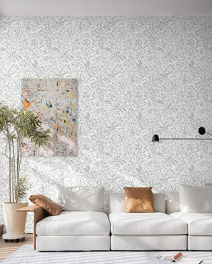 Heroad Peel and Stick Wallpaper Boho Floral Contact Paper 17.3''x196'' Leaf Wall Paper Removable Self Adehsive Wallpaper for Cabinets Drawers Bedroom Kitchen Bathroom Waterproof Decor Vinyl Roll