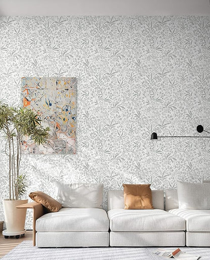 Heroad Peel and Stick Wallpaper Boho Floral Contact Paper 17.3''x196'' Leaf Wall Paper Removable Self Adehsive Wallpaper for Cabinets Drawers Bedroom Kitchen Bathroom Waterproof Decor Vinyl Roll