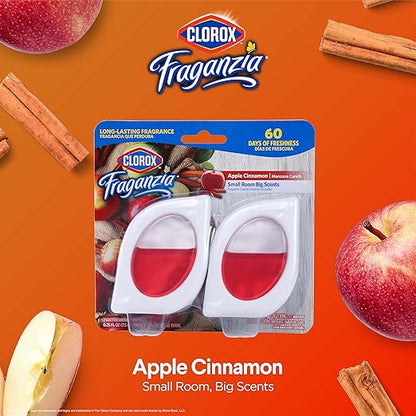 Clorox Fraganzia Small Rooms Air Freshener, Apple Cinnamon Scent - Peel & Place Air Freshener, No-Plug, Battery-Free for Closets, Laundry Room, Entry Way, Bathroom, Locker, 0.25 Fl Oz Each, 2 Count