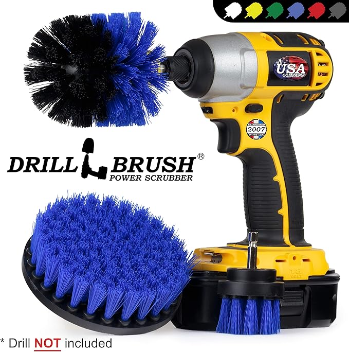 Kayak - Cleaning Supplies - Drill Brush - Boat Accessories - Hull, Deck, Fiberglass, Gel Coat, Carpet, Seats - Spin Brush Kit - Pond Scum, Oily Residue, Weeds, Barnacles, Oxidation - Canoe