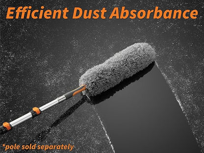 Microfiber Feather Duster // Flexible Feather Duster Brush Head with Hand-Grip // Fits All Extension Poles with Standard US Acme Thread // Best Flex-and-Stay Feather Duster (Pole Sold Separately)
