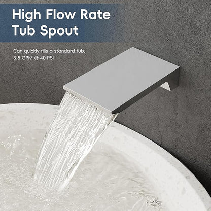 Gabrylly Shower System with Tub Spout, Wall Mounted Tub Shower Faucet Set for Bathroom with High Pressure 10" Rain Shower head and 3-Setting Handheld Shower Head Set, Chrome