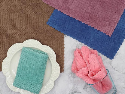 Microfiber Cleaning Cloth Lint Free Cleaning Rags, 10 Pack Fast Drying Dish Rags for Cleaning, Super Absorbent Kitchen Dish Cloths for Wash Dishes,12 in x 12 in, Mix Color