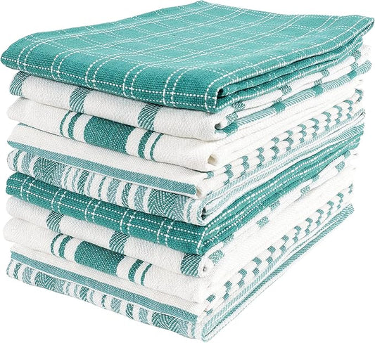 KAF Home Assorted Flat Kitchen Towels - Set of 10, 18 x 28 Inch (Teal)